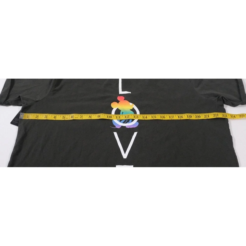 Disney Shirt Womens 1X Pride Collection Love Rainbow Mickey V-Neck Pocket Gray